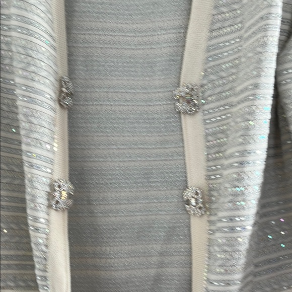 St. John Ivory Silver evening cardigan vintage jacket size 12 - Picture 13 of 16